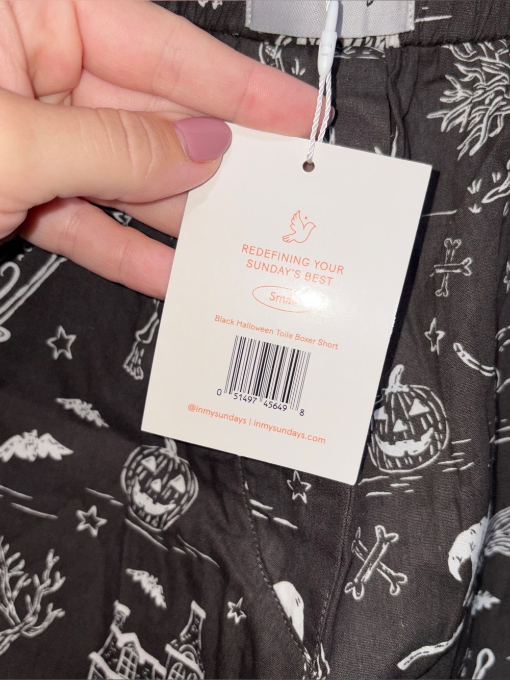 In My Sundays NWT Black Halloween Toile Boxer Short Cotton Small - Picture 6 of 8